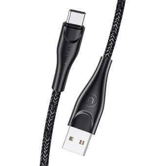 USAMS Punoiteltu U41 USB-C-kaapeli 3m 2A musta SJ398USB01 (US-SJ398) Pikalataus