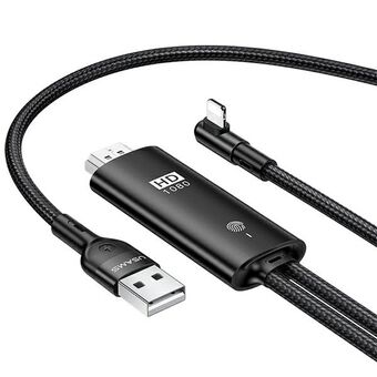 USAMS HDMI - Lightning -kaapeli U53 2m musta/black SJ442HD01 (US-SJ442)