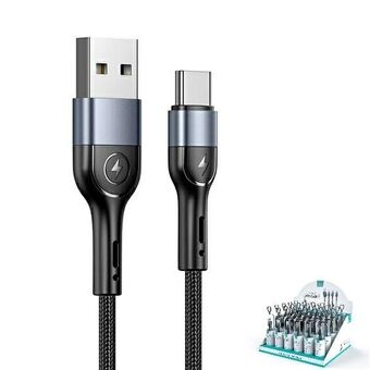 USAMS U55 2A USB-C punottu kaapeli 1 kpl. setille U55 musta / musta 1m SJ449ZJ01 (US-SJ449)