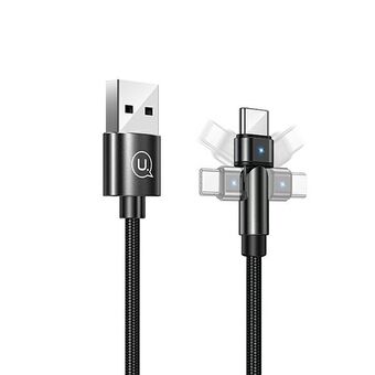 USAMS U60 2A USB-C punottu kääntyvä kaapeli musta / musta 1m SJ477USB01 (US-SJ477)