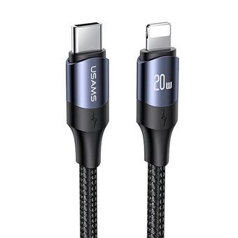 USAMS-kaapeli U71 USB-C Lightningille 2 metriä 20W PD pikalataus musta SJ522USB01 (US-SJ522)