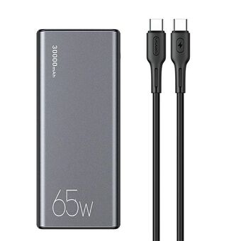 USAMS Powerbank PB59 30000mAh 65W 2xQC3.0+PD Pikalataus musta/black CMXLOGTC01 (US-CD165) + USB-C-USB-C kaapeli