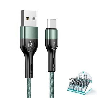 USAMS punottu kaapeli U55 2A USB-C 1 kpl. settiin U55 vihreä 1m SJ449USBSG02 (US-SJ449)