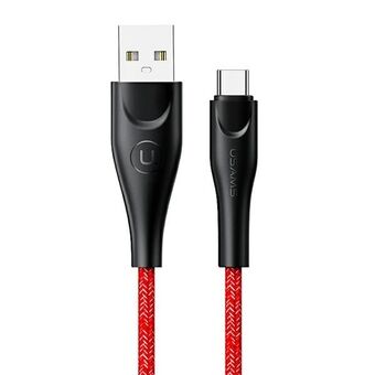 USAMS Punottu kaapeli U41 USB-C 1m 2A punainen/punainen SJ392USB02 (US-SJ392) Pikalataus