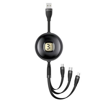 USAMS Cable U69 3i1 1m musta / musta (lightning / microUSB / USB-C) SJ508USB01 (US-SJ508)