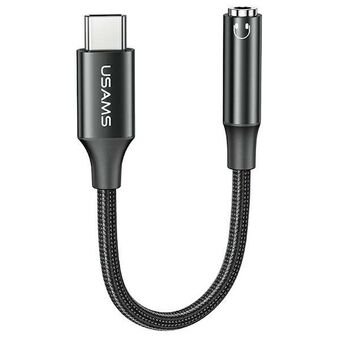 USAMS AU16 -sovitin USB-C -liitin 3.5 mm DAC , musta/ Black SJ599YPTC01 (US-SJ599)