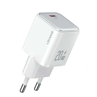 USAMS kuorma. verkkoon. 1xUSB-C PD20W (vain pää) PD3.0 Pikalataus valkoinen/valkoinen X-ron-sarja CC183TC02 (US-CC183)