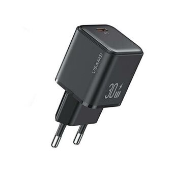 USAMS kuorma. verkkoon. 1xUSB-C PD30W 3A (vain pää) PD3.0 Pikalataus musta/musta X-ron-sarja CC186TC01 (US-CC186)