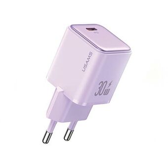 USAMS kuorma. verkkoon. 1xUSB-C PD30W 3A (vain pää) PD3.0 Pikalataus violetti/violetti X-ron Series CC186TC03 (US-CC186)