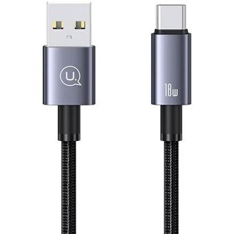 USAMS-kaapeli USB:sta USB-C:hen 3A 0,25m pikalataus teräksinen/tummunut SJ680USB01 (US-SJ680)