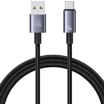 USAMS USB-USB-C-kaapeli 3A 1,2m nopealla latauksella, teräksinen/himmeä SJ663USB01 (US-SJ663)