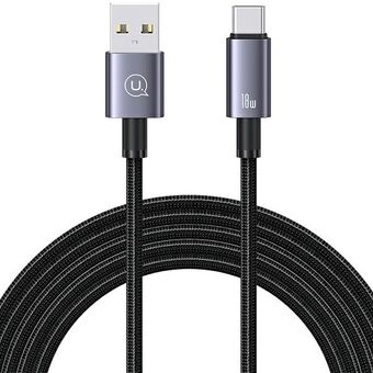 USAMS-kaapeli USB:stä USB-C:hen 3A 2m nopeaa latausta varten, teräksinen/mustuma SJ666USB01 (US-SJ666)