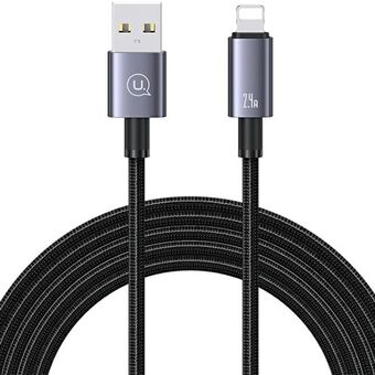 USAMS Kaapeli USB-Lightning 2,4A 1,2m Pikalataus Ruostumaton teräs/harmaa SJ667USB01 (US-SJ667)