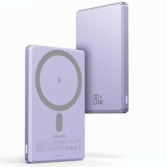 USAMS Powerbank induktiivinen 5000mAh 20W pikalataus violetti/purppura 10KCD22002 (US-CD220)