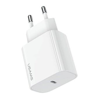 USAMS Ład. siec. 1xUSB-C T65 PD20W (vain pää) PD Fast Charging valkoinen/white CC226TC01 (US-CC226)