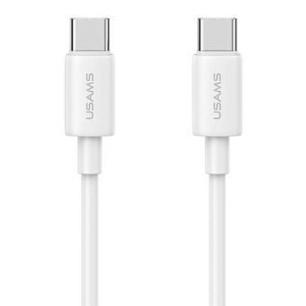 USAMS USB-C - USB-C -kaapeli 60W 1m Pikalataus YD -sarja, valkoinen SJ711USB02 (US-SJ711)