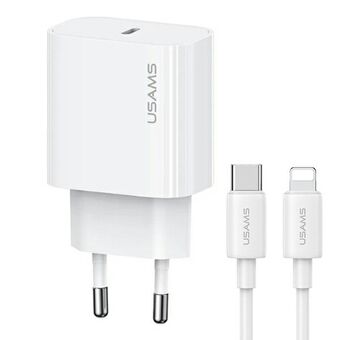 Here is the translation to Finnish:

USAMS Ład. siec. 1xUSB-C T65 PD20W PD Pikalataus US-CC226 + kaapeli USB-C/Lightning US-SJ712 30W valkoinen/yellow Yi Series OYXLTZ02