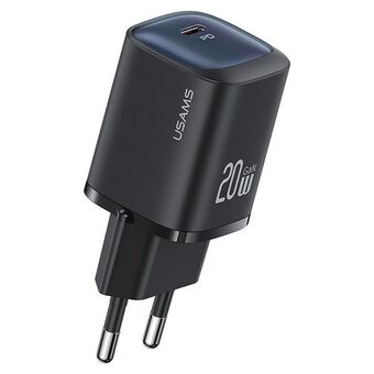 USAMS Ład. siec. CC248 20W GaN USB-C Nopea lataus HC-sarja musta/black CC248TC01