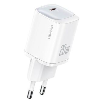 USAMS Ład. siec. CC248 20W GaN USB-C Nopea lataus HC-sarja valkoinen CC248TC02