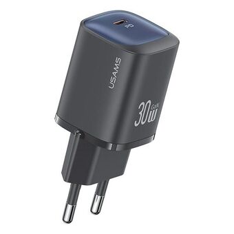 USAMS Ład. siec. CC251 30W GaN USB-C Pikalataus HC-sarja musta/musta CC251TC01