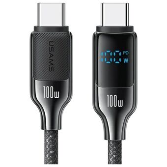 USAMS USB-C - USB-C -kaapeli 100W 1,2m      Digitaalinen näyttö Sinkkiseos Pikalataus ja datakaapeli HX Series SJ742USB01 (US-SJ742)