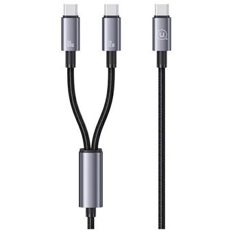 USAMS Kaapeli 2w1 2xUSB-C 72W 1,2m Aluminum-seosseos Sufeng-sarjan Datakaapeli SJ740USB101 (US-SJ740)