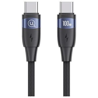 USAMS USB-C - USB-C -kaapeli 100W 2m        Alumiiniseos pikalataus & tiedonsiirtokaapeli SJ633USB01 (US-SJ633)