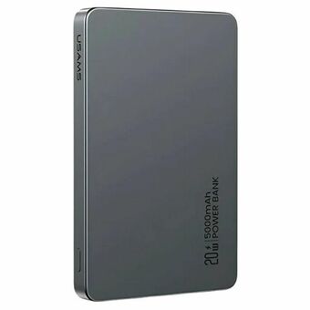 USAMS Induktiolaturi Powerbank 5000mAh 20W PD Pikalaturi harmaa/hopea CY-sarja 5KCD23101 (US-CD231)