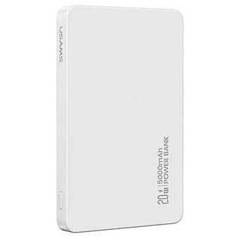 USAMS induktiivinen varavirtalähde 5000mAh 20W PD Fast Charge valkoinen/valkoinen CY-sarja 5KCD23103 (US-CD231)