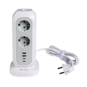 Verbatim Pystymallinen jatkojohto 15-in-1 11xAC EU/2xUSB-C/2xUSB-A 2m EUPT-01 valkoinen/white 49547