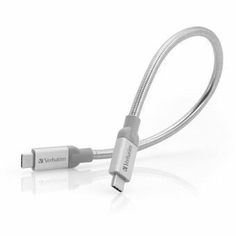 Verbatim USB-C/USB-C teräskaapeli 3A 30cm hopea 48867