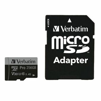 Verbatim microSD-kortti 256GB + adapteri Pro U3 musta 47045