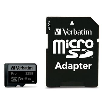 Verbatim Karta microSD 32GB + adapter Pro U3 czarny/musta 47041