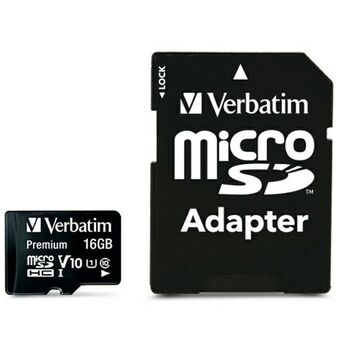 Verbatim Karta microSDHC 16GB V10 + sovitin musta/black 44082