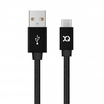 Xqisit Cotton USB C 3.0 -kaapeli musta/musta 1,8m 27749