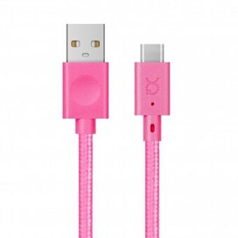 Xqisit kaapeli Cotton USB C 3.0 pinkki 1.8m 30122