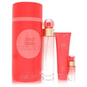 Perry Ellis 360 Coral by Perry Ellis - Gift Set -- 3.4 oz Eau de Parfum Spray + .25 oz Mini EDP Spray + 3 oz Shower Gel - naisille