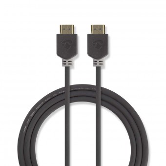 High Speed ​​​​HDMI ™ -kaapeli Ethernetillä | HDMI™-liitin | HDMI™-liitin | 4K@60Hz | 18 Gbps | 2,00 m | Pyöreä | PVC | Antrasiitti | Muovipussi