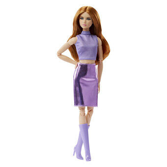 Barbie Looks Muotinukke Punaiset hiukset ja Asu Violetti