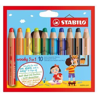 STABILO Woody 3in1 väriliidut - 10 väriä