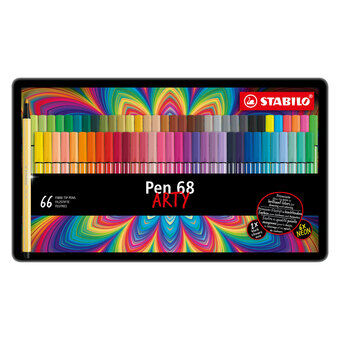 STABILO Pen 68 ARTY Metallilaatikko huopakynät, 66kpl.