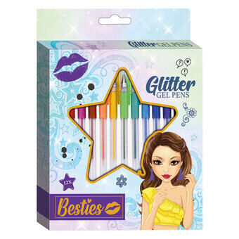 Besties glitter-geelikynät, 12 kpl.