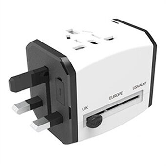 HHT525 Universal Global Travel Power Adapter 3 USB Porttia Latauslaite Pistokesovitin