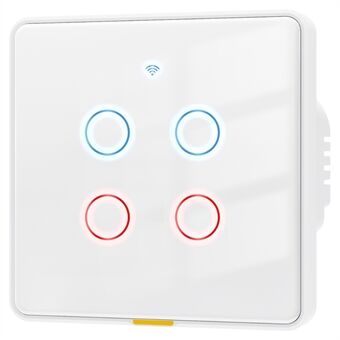 MG-KG110 4 Gang WiFi+433 Dual Mode Touch Smart Switch Tuya APP Voice Control Wall Light Switch, EU Plug  /  Valkoinen