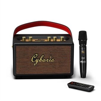 CYBORIS T9 Retro TWS Bluetooth-kaiutin Outdoor 80 W kannettava subwoofer mikrofonilla ja kaukosäätimellä