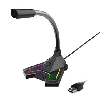 M4 USB-kondensaattoritietokone mikrofonit RGB-valo pelaamiseen Kondensaattori pöytämikrofonit lähetykseen verkossa