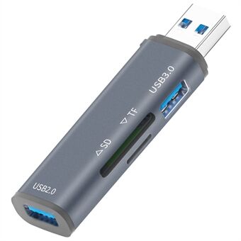 ADS-308A alumiiniseoksen USB 3.0 + USB 2.0 jakaja ja SD / TF -kortinlukija