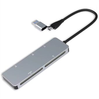 CR307D USB3.0 / Type-C Cfast+XD+CF+SD+TF 5-in-1 Muistikortinlukija 5 Gbps:n korkean nopeuden sovitin