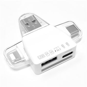 USB / 8-Pin / Type-C -liitäntäinen kortinlukija USB+SD+TF+USB-C muistikortti U-Disk -kiintolevyadapteri