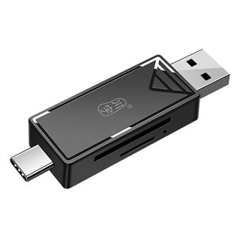 KAWAU C251 USB 2.0 tyyppi C + USB SD / TF kortinlukija kannettava OTG-sovitin